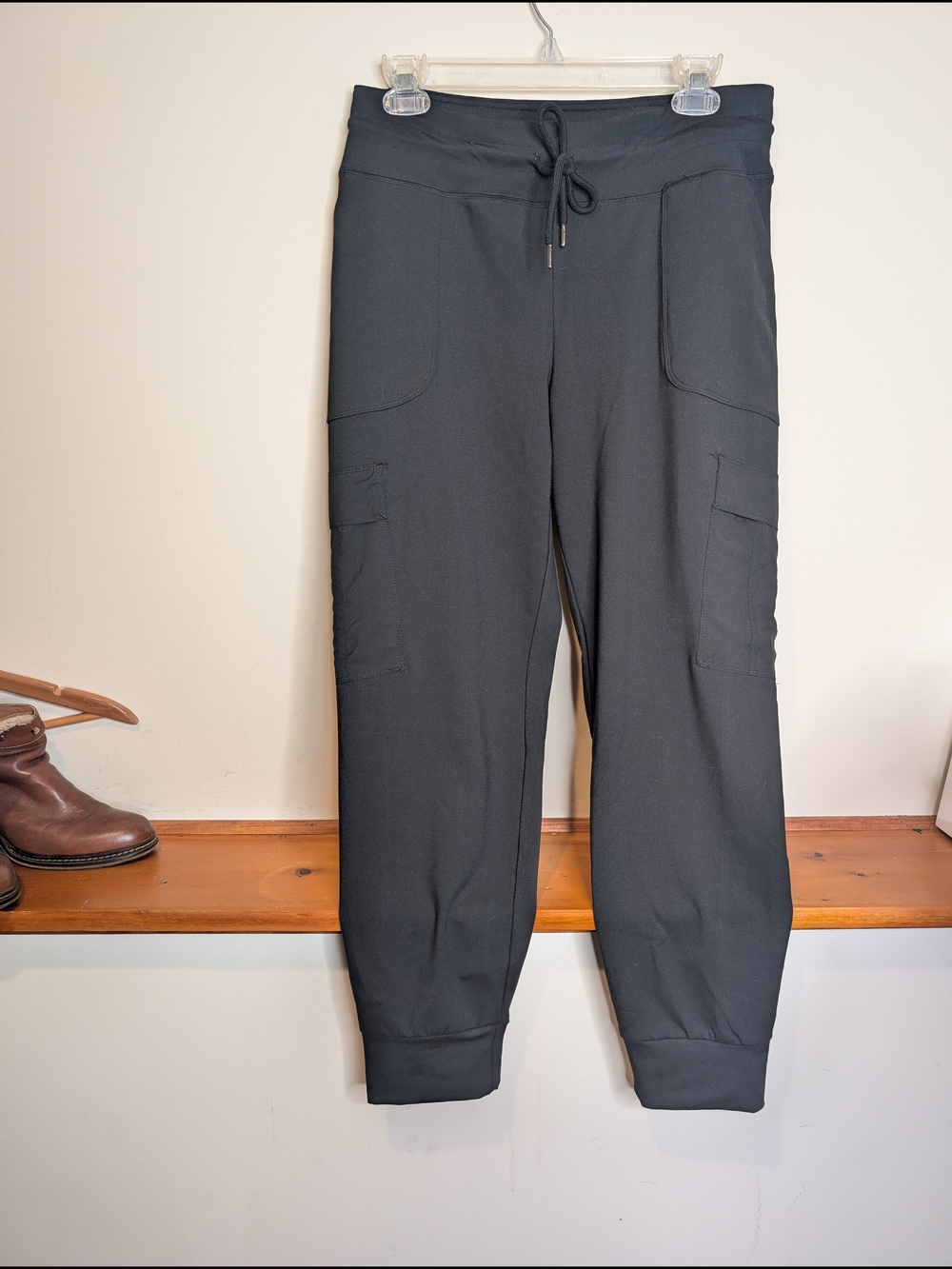 Kyodan Black Drawstring Cargo Joggers with Ankle Cuffs